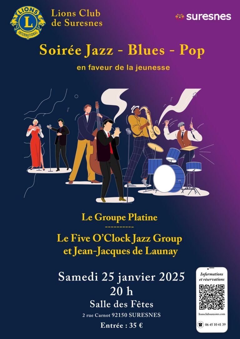 Affiche de la soirée jazz, blues et pop à Suresnes